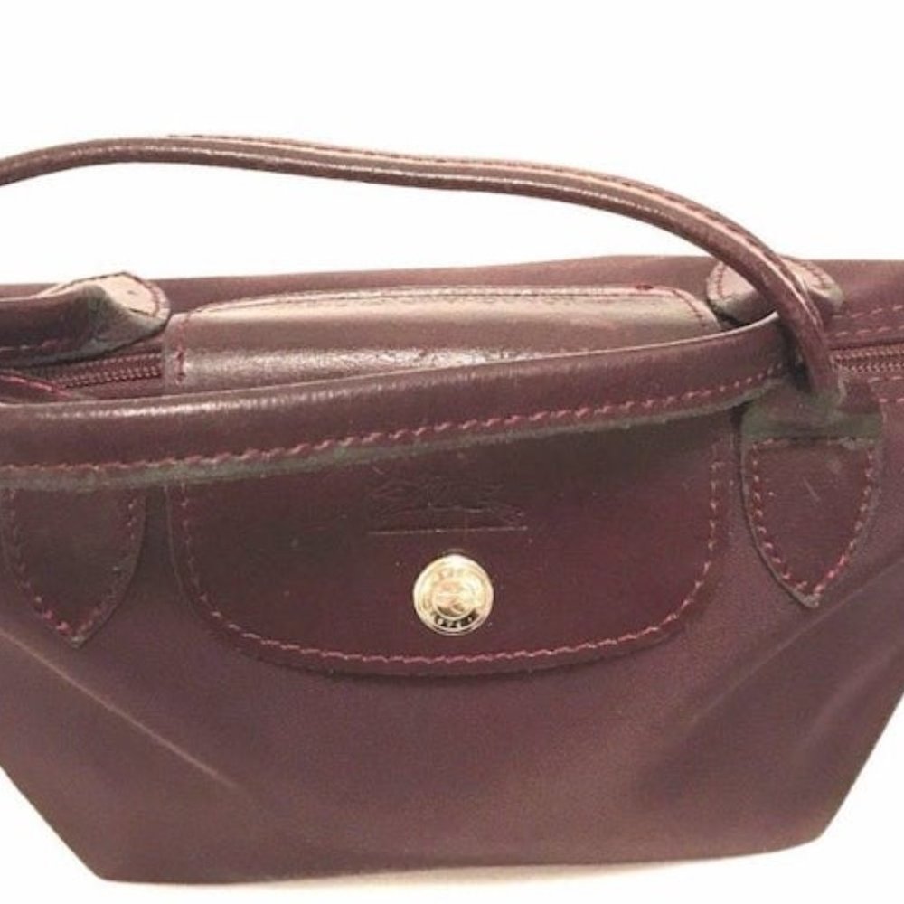 LONGCHAMP,  VINTAGE BROWN NYLON HANDBAG, PRE-OWNED - Picture 4 of 10